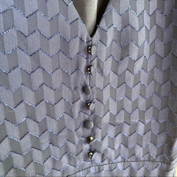 Modcloth Dress Blue Sleeveless VNeck Button Top Tie Waist Arrow Size Small NWOT - Picture 5 of 8